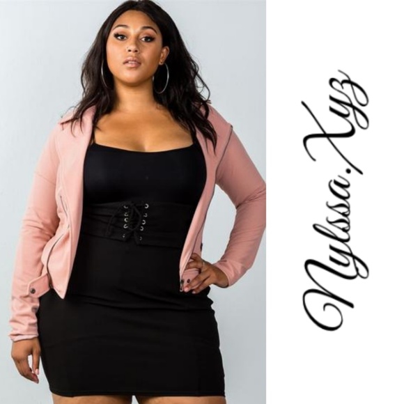 TAMARA - Plus Size Asymmetric Zipper Moto Jacket - Picture 6 of 7